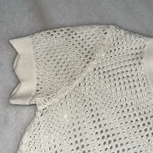 Revolve One Grey Day crocheted mesh short sleeve sweater - Picture 3 of 10